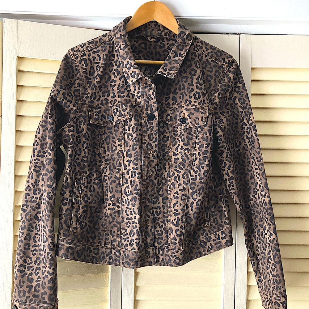 William Rast Jackets & Coats leopard Cheetah Print Cotton Denim M/L size